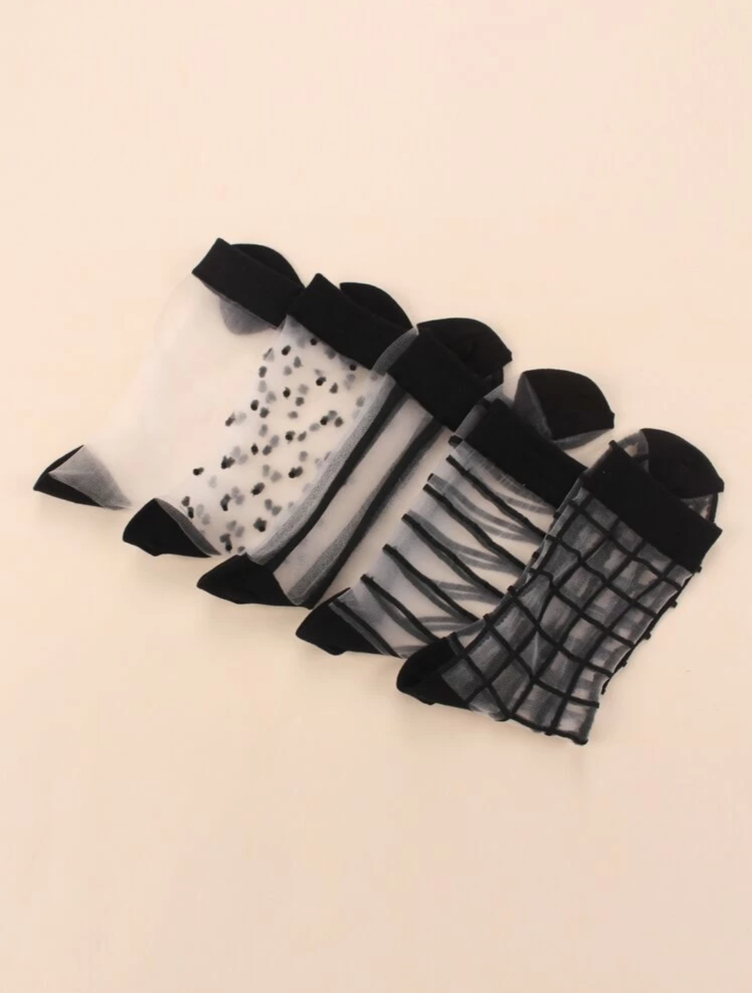 5 Pair Clear Mesh Socks