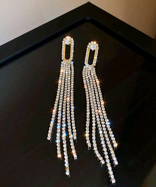 Rhinestone Tassel Drop Earrings