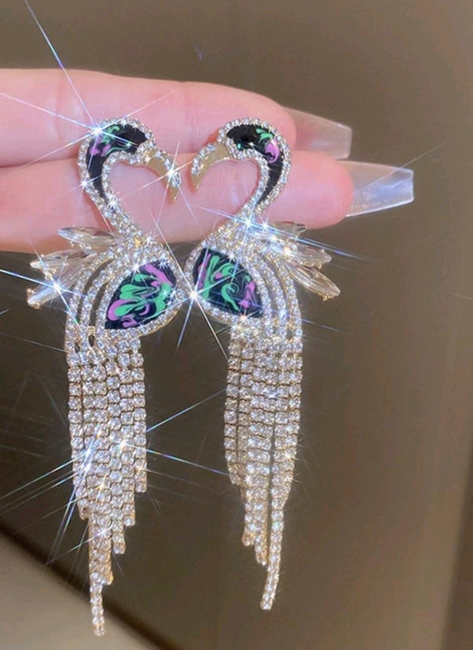 Rhinestone Flamingo Earrings