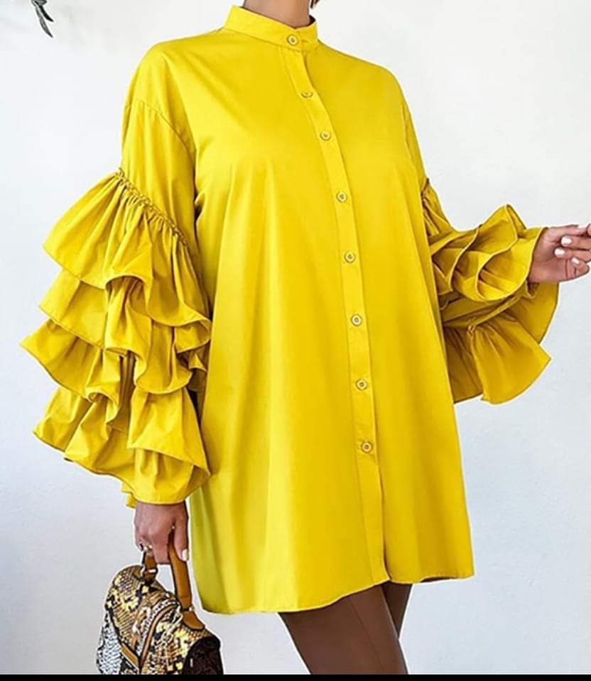 Ruffle Hem Shirt Dress