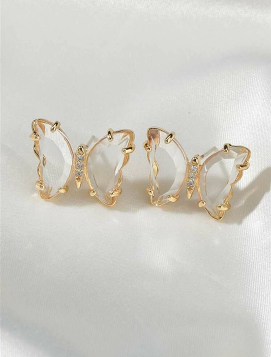 Clear Butterfly Stud Earrings