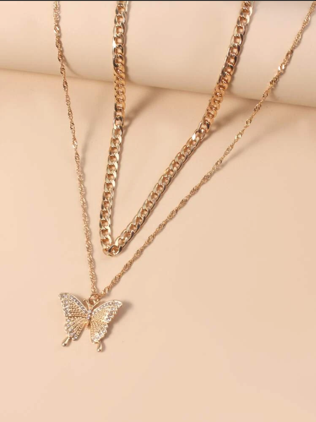 2pc Butterfly Charm Necklace