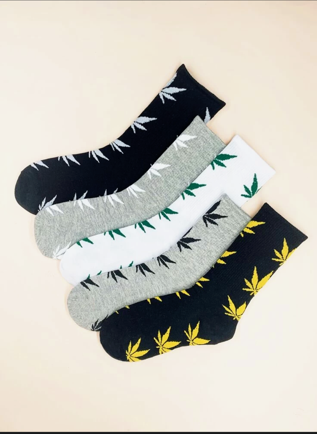 5 Pair Leaf Pattern Socks