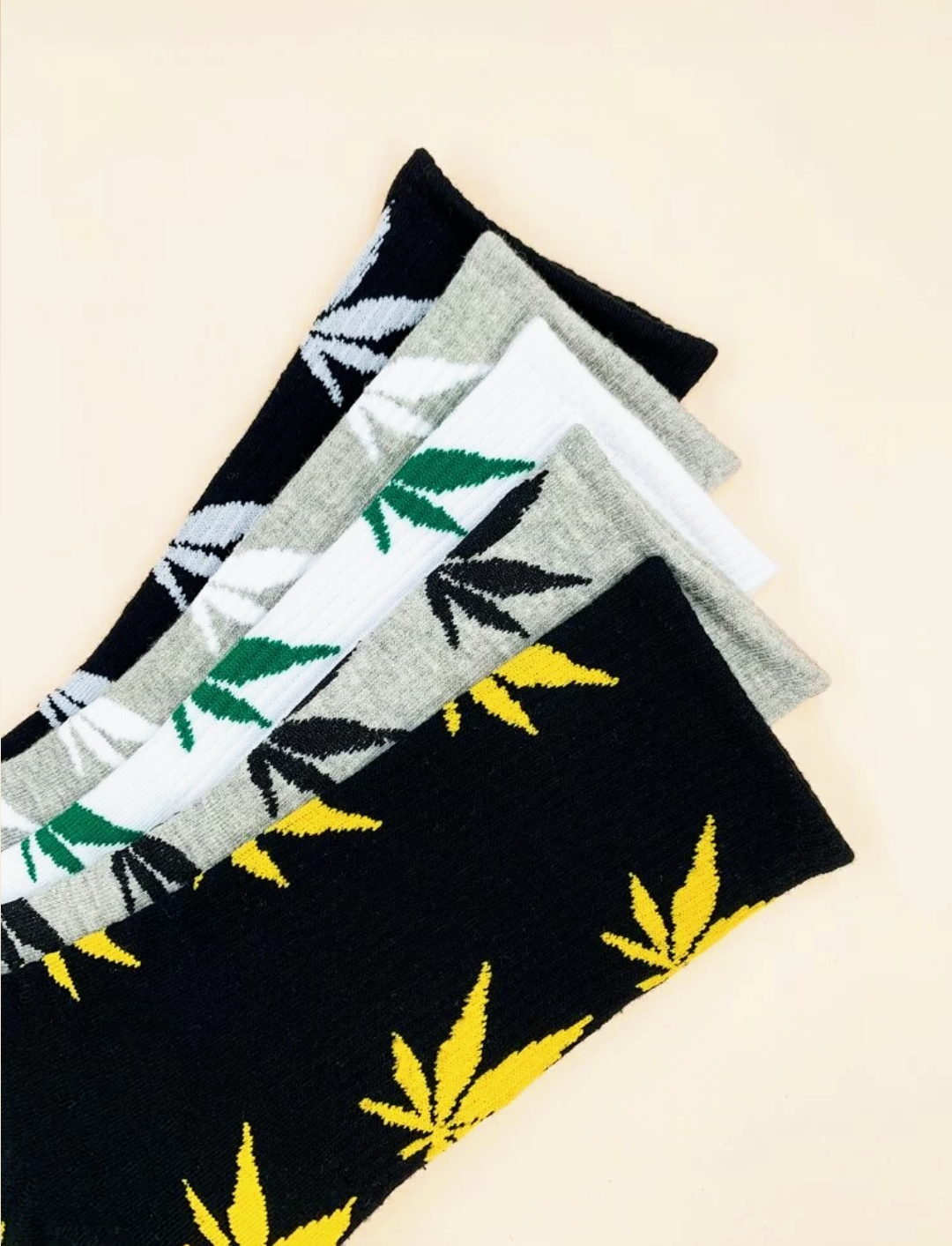 5 Pair Leaf Pattern Socks