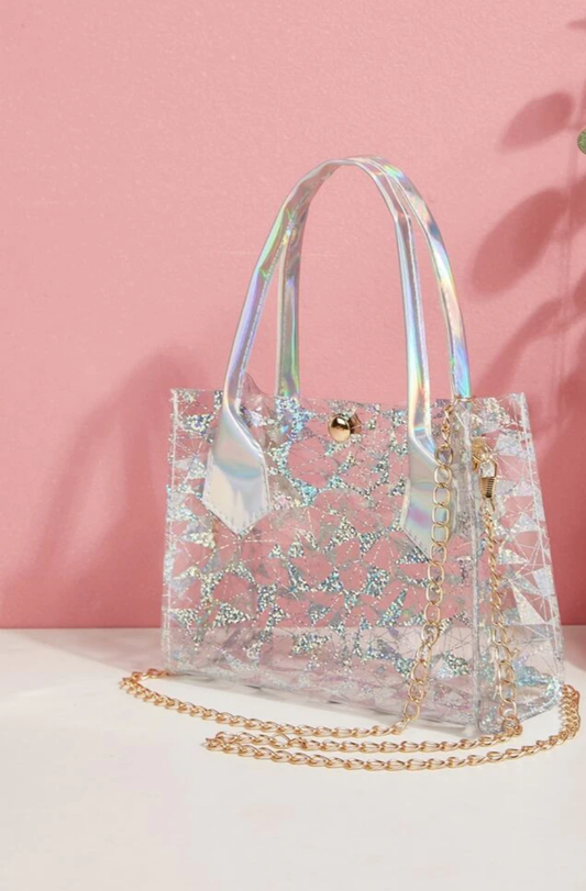 Clear Geometric Satchel Bag