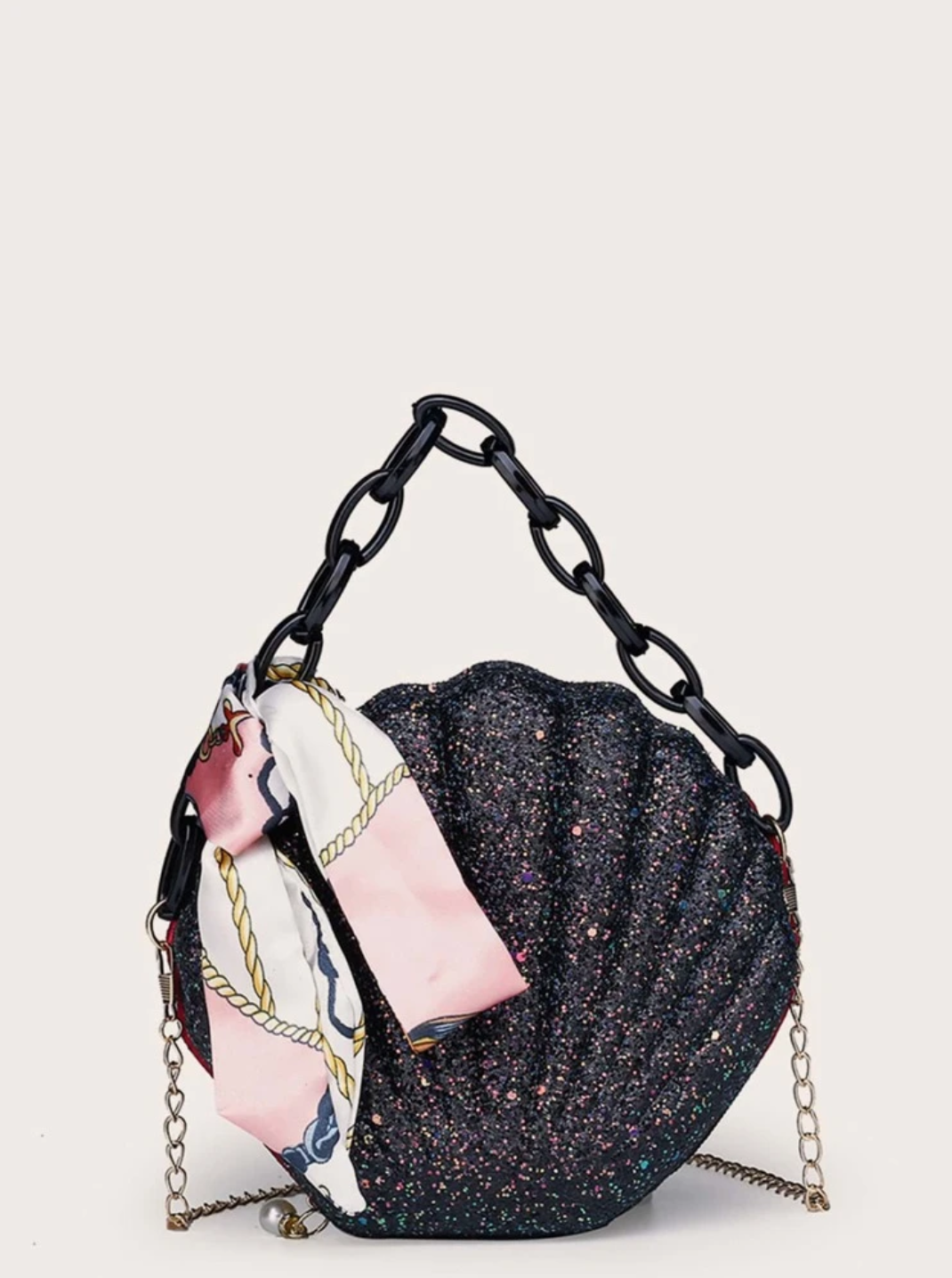 Glitter Shell Satchel Bag