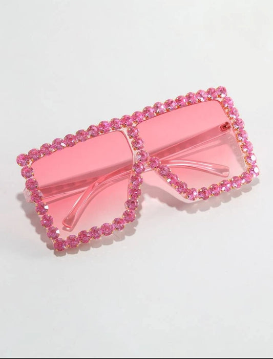 Rhinestone Decor Flat Top Sunglasses